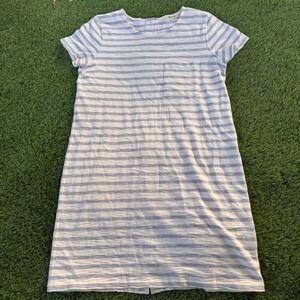 Madewell Striped Knit 100% Cotton T-Shirt Dress Casual Button Back Pocket Size S